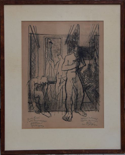 Null Édouard MACAVOY (1905-1991), dans le vestiaire, gravure, inscrite épreuve d&hellip;