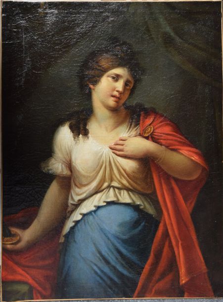 Null Ecole FRANCAISE vers 1800, Lucrèce, huile sur toile. 101,5 x 76 cm. (petite&hellip;