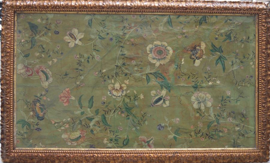 Null Ecole FRANCAISE du XIX ème, fleurs, papier marouflé sur toile. 68 x 120 cm.&hellip;