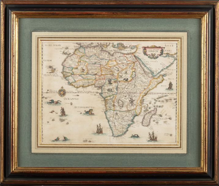 Null Attribué à MERIAN (1593-1650), d’après Willem BLAEU, carte de l’Afrique, gr&hellip;