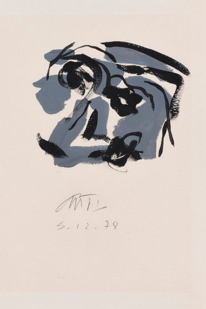 Null Antonio SAURA (1930-1998), Portrait, encre de Chine sur papier, signé en ba&hellip;