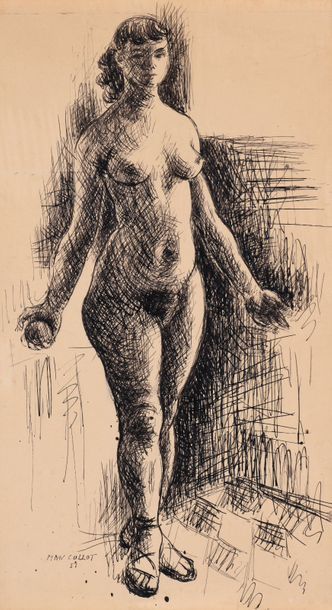 Null Man COLLOT (1903-1962), nue, encre. 46 x 22 cm.