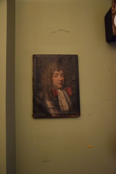 Null Ecole FRANCAISE fin XVII-début XVIII ème, Portrait d'homme en armure, huile&hellip;