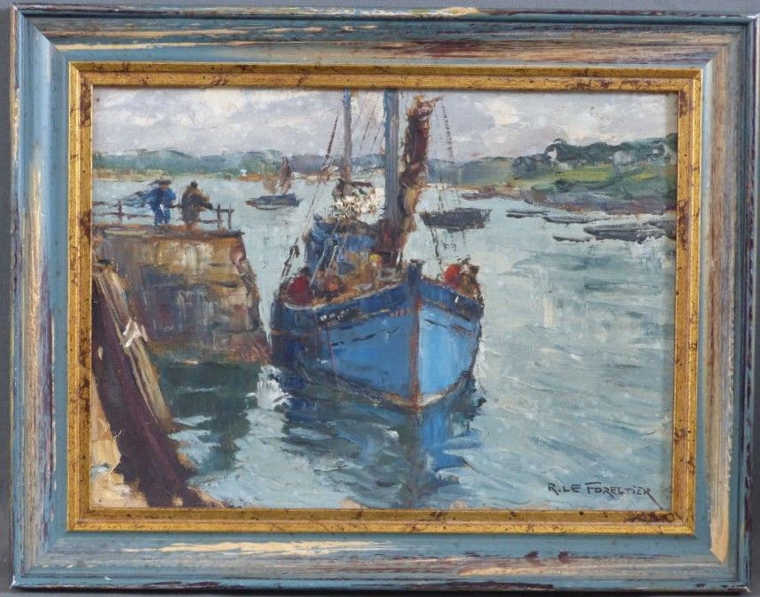 Null 勒内-勒-福雷斯蒂尔 (1903-1972)

从在布列塔尼钓鱼返回

布面油画，右下角有签名

24 x 33 cm