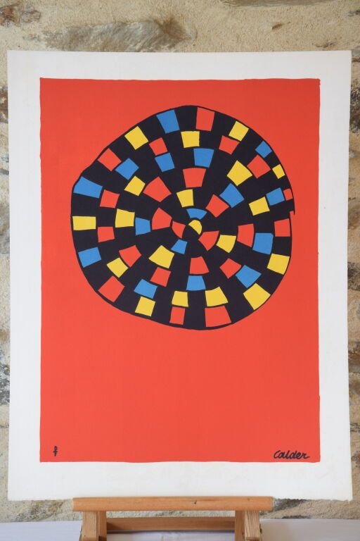 Null Alexander Calder (1898-1976) - Schnecke auf rotem Grund. Farblithographie a&hellip;