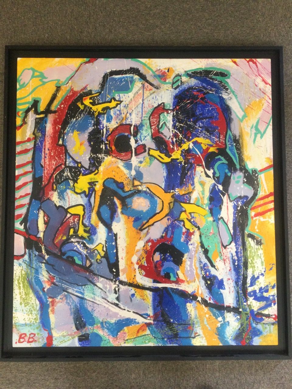Null BOB BRENKMANN Öl auf Medium Farbige abstrakte Arbeit 90 x 102 cm