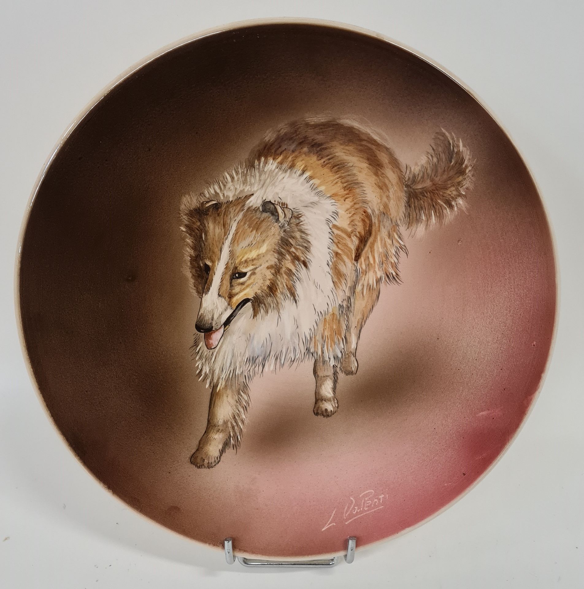Null LONGWY, Coupe " portrait de chien", Prototype signé Louis Valenti, Sans mar&hellip;