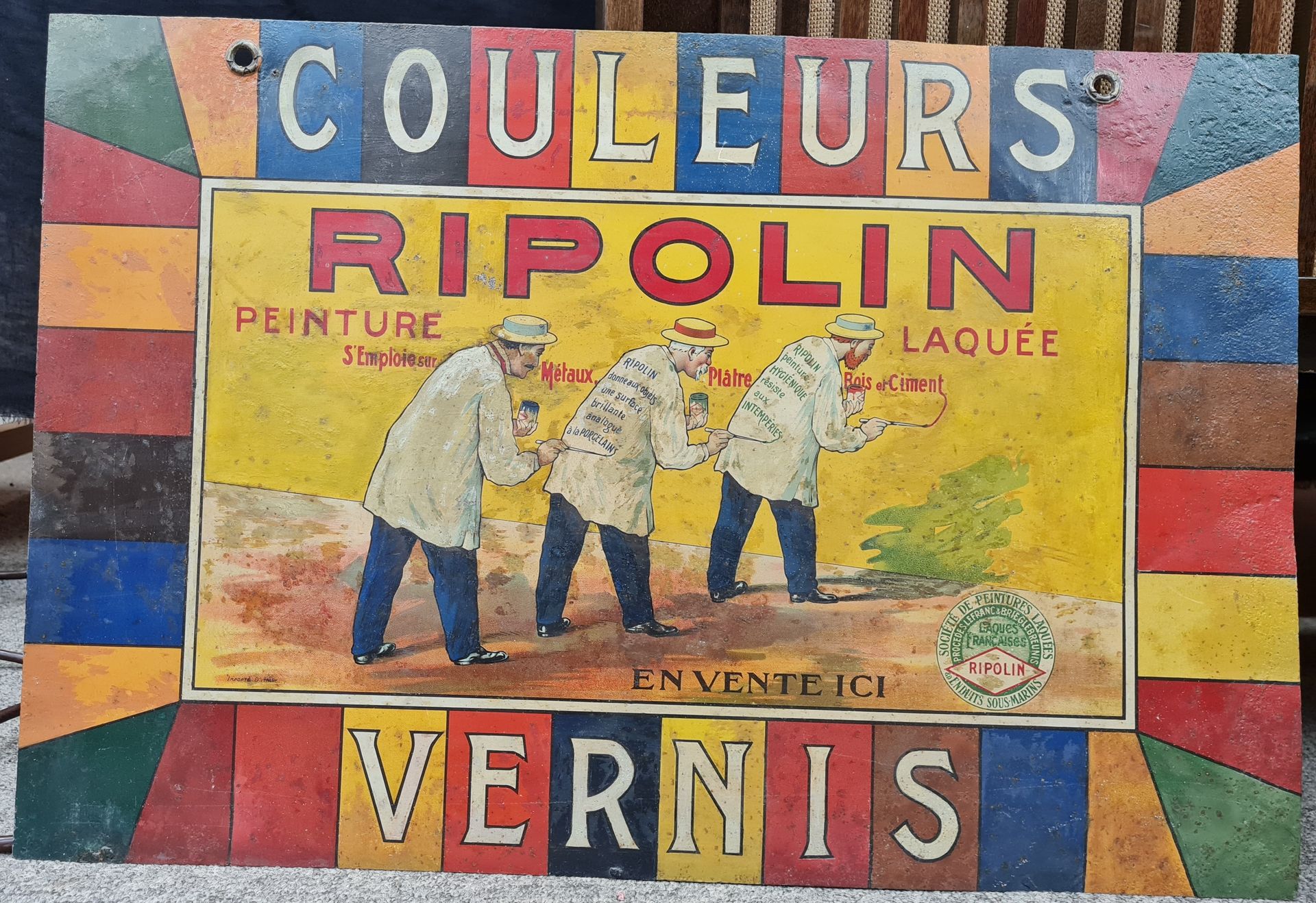 Null PLAQUE publicitaire en tôle peinte pour la marque de peinture RIPOLIN; 40 x&hellip;