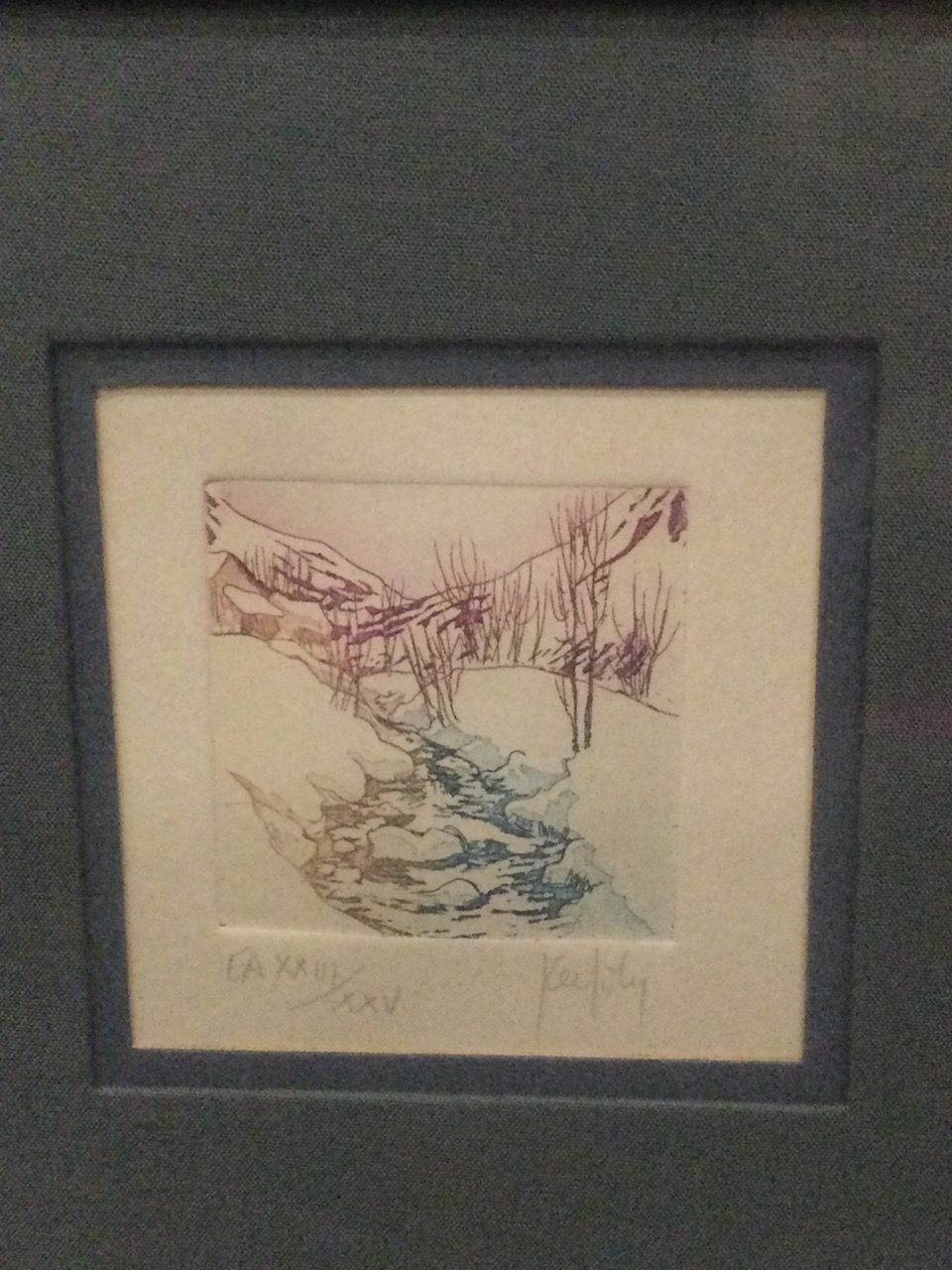 Null KERFILY Jouanno (1948), Paysage de rivière en montagne, lithographie, épreu&hellip;