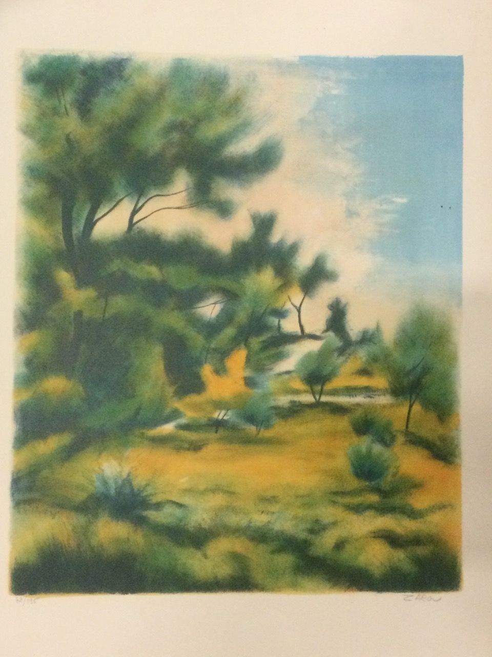 Null ZAROU (Gérard CARDELLA, 1930-2013), Paysage, Lithographie, SBD au crayon da&hellip;