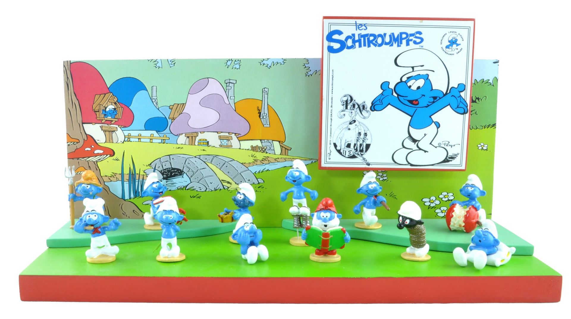 PEYO The Smurfs. Pixi creations (2012). Set of 12 figures + tray. Smurfs Origine&hellip;