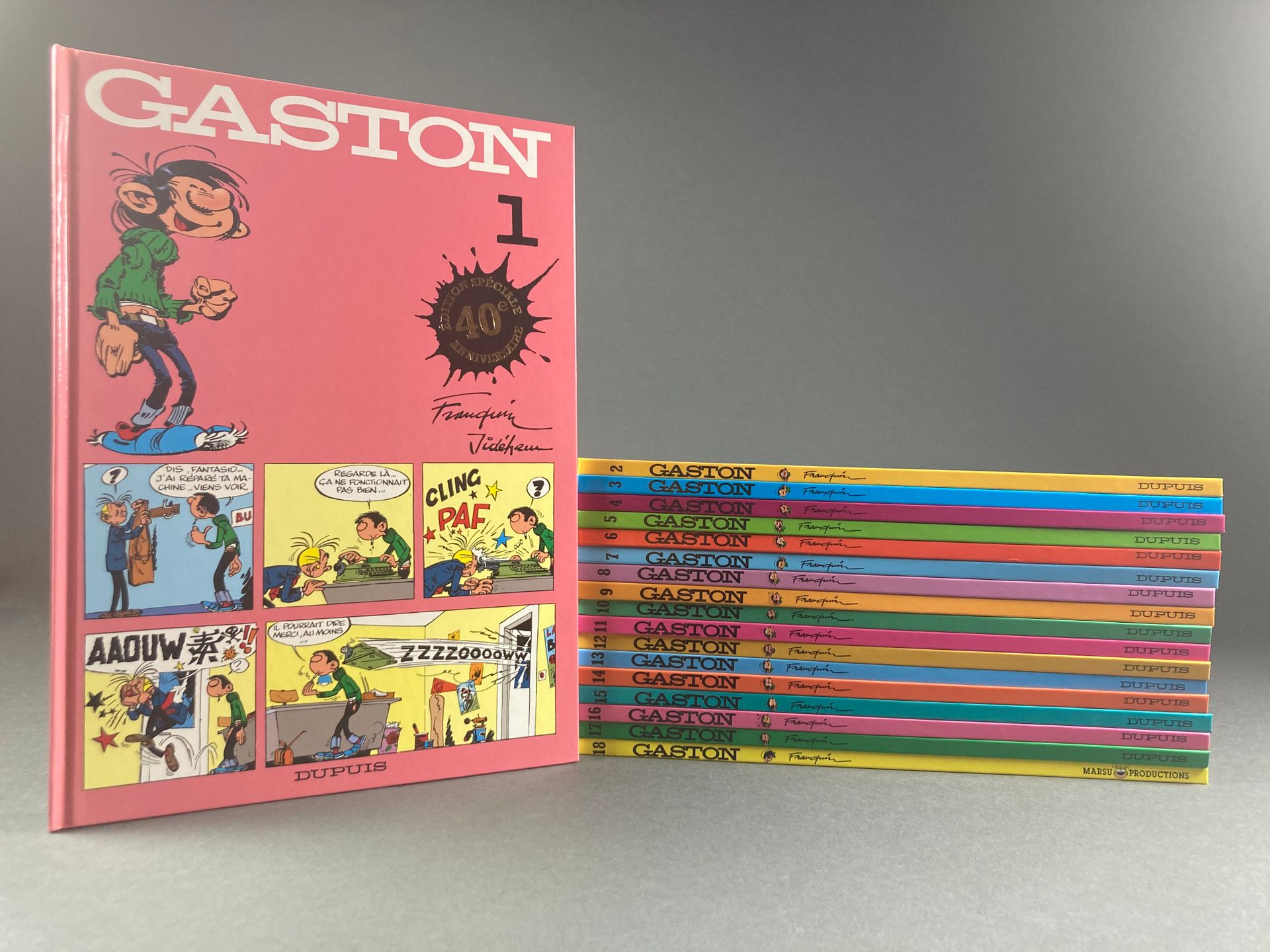 FRANQUIN - GASTON LAGAFFE 全系列从第1卷到第18卷，特别40周年纪念版，1997年，由Dupuis（除了第18卷由Marsu），所有N&hellip;
