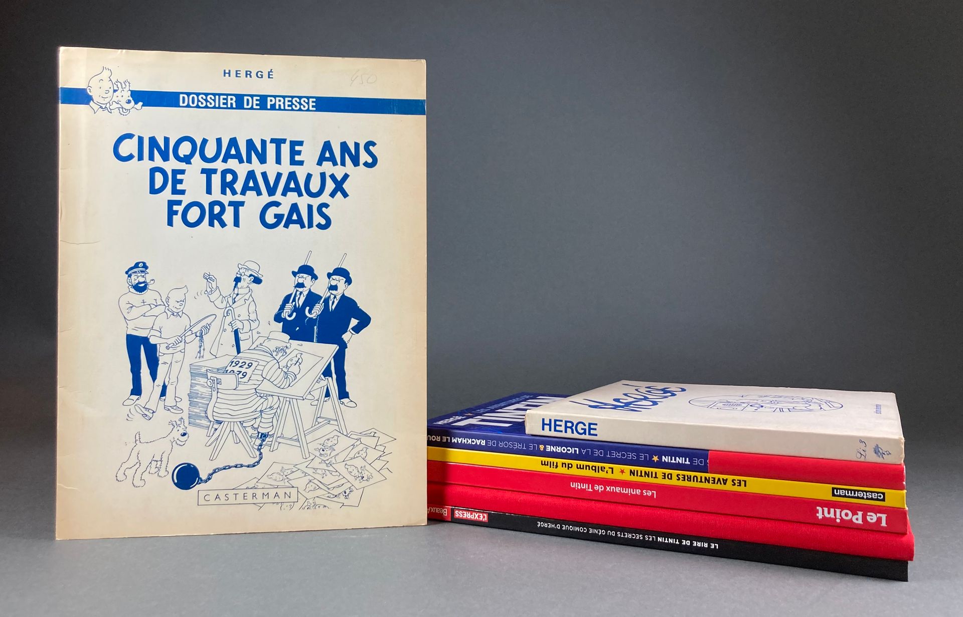 Hergé - Tintin 50年来的工作，Dossier de Presse chemise 10 p + 4 cp, EO, 1978, chez Cas&hellip;