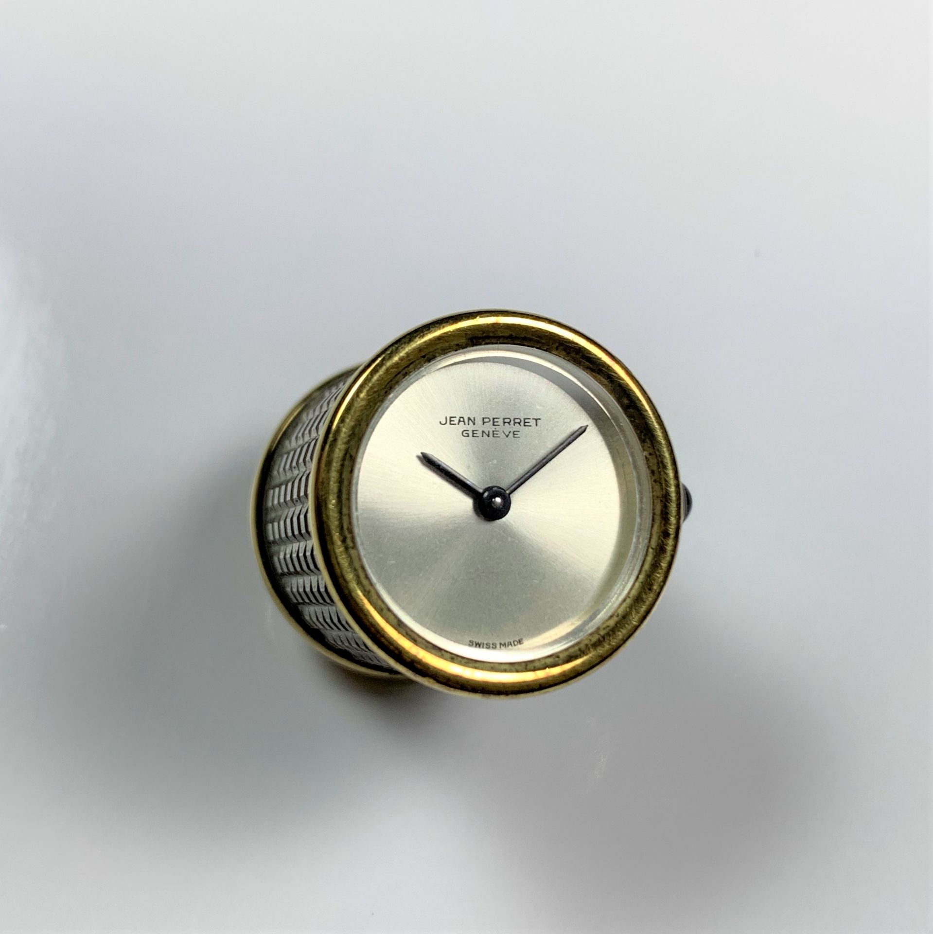 Montre de poche/pendentif JEAN PERRET 黄金750和银，表冠镶嵌凸圆形缟玛瑙，表盘上有Jean Perret Genève的&hellip;