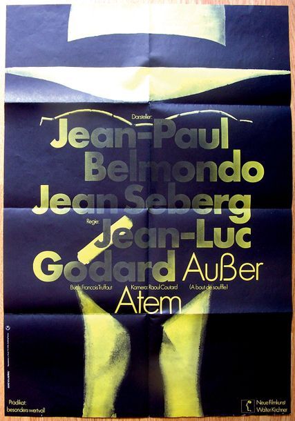 Null AUSSER ATEM/A BOUT DE SOUFFLE
Jean-Luc Godard. 1959 Hans Hillmann. 60 x 84 &hellip;