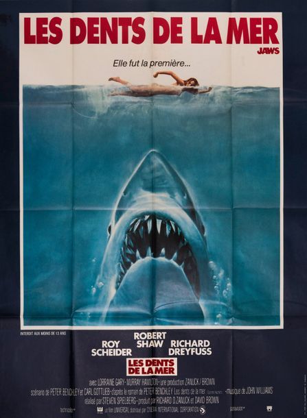 Null LES DENTS DE LA MER/JAWS
Steven Spielberg. 1975. Non signée. 120 x 160 cm. &hellip;
