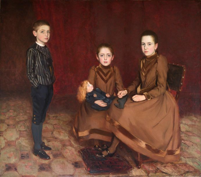Marc Terence MULLER (actif au XIXeme siècle ) 
Portrait de famille, 1891
Toile s&hellip;