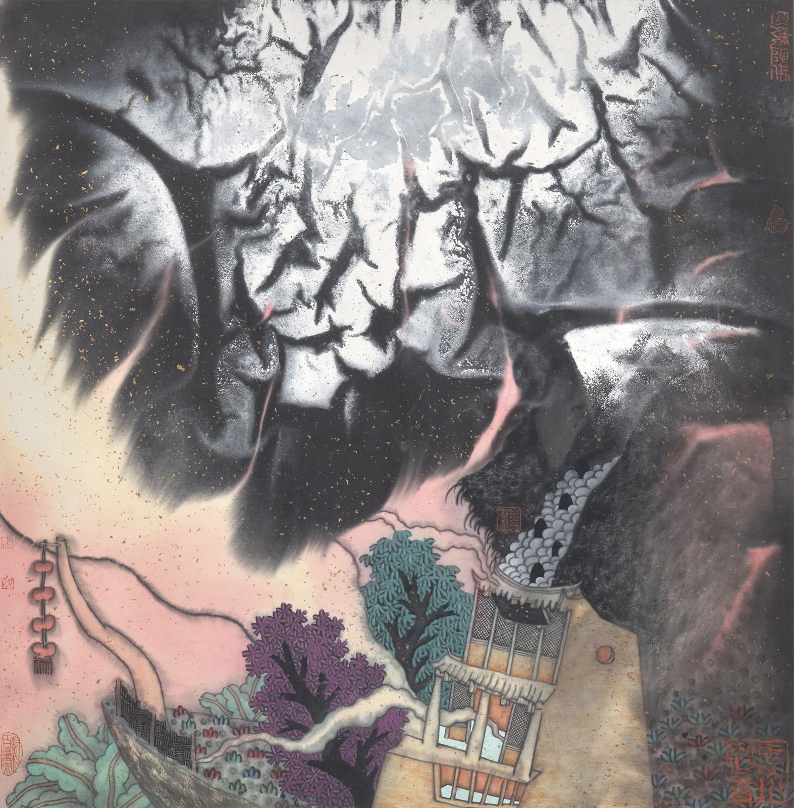 GUO Huawei (1983) Ecosion of the first snows, 2012
宣纸上的水墨和丙烯，艺术家的印章右下角
69 x 69 c&hellip;