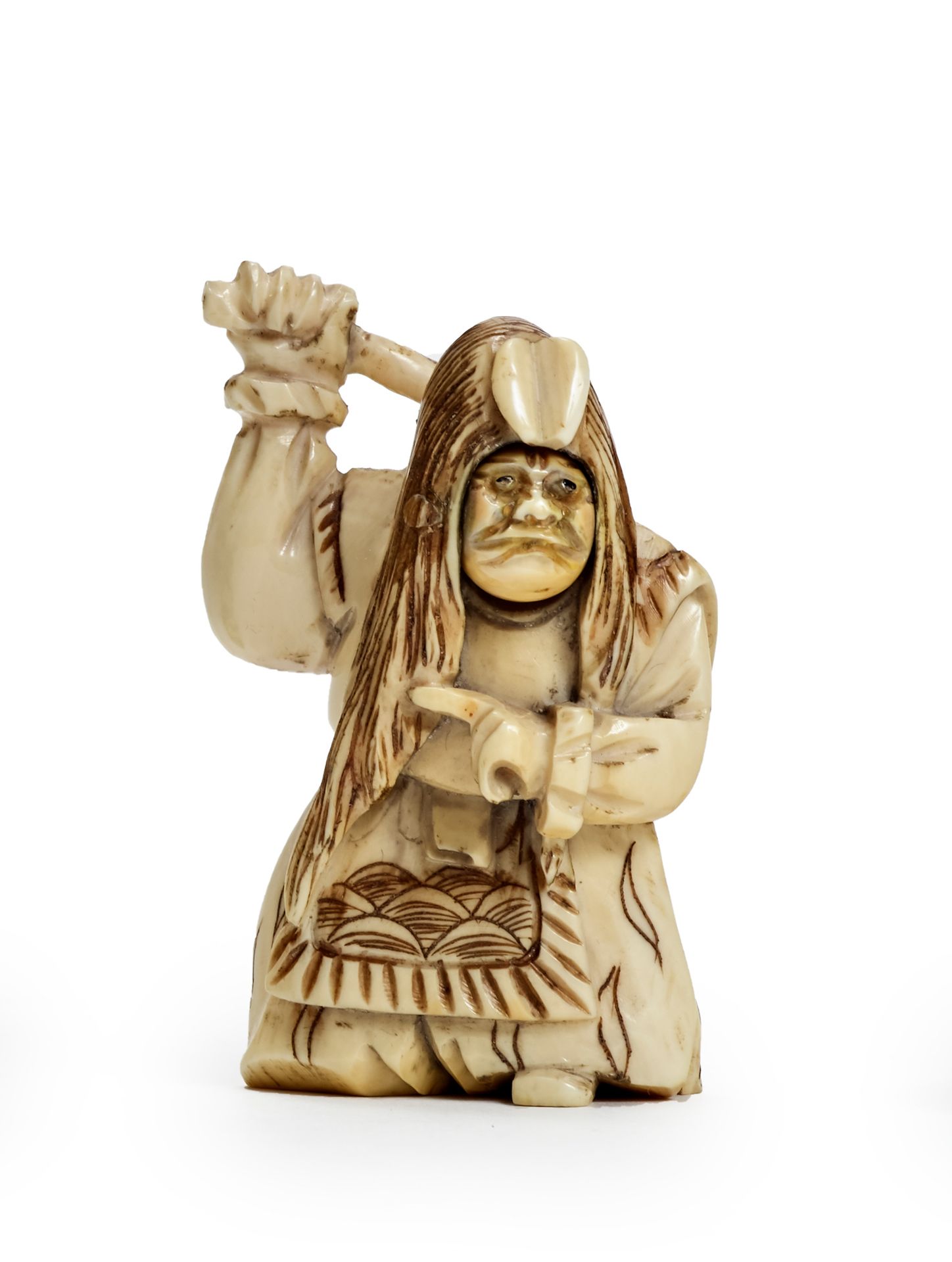 JAPON - Epoque MEIJI (1868 - 1912) Kleiner elfenbeinfarbener Okimono im Netsuke-&hellip;