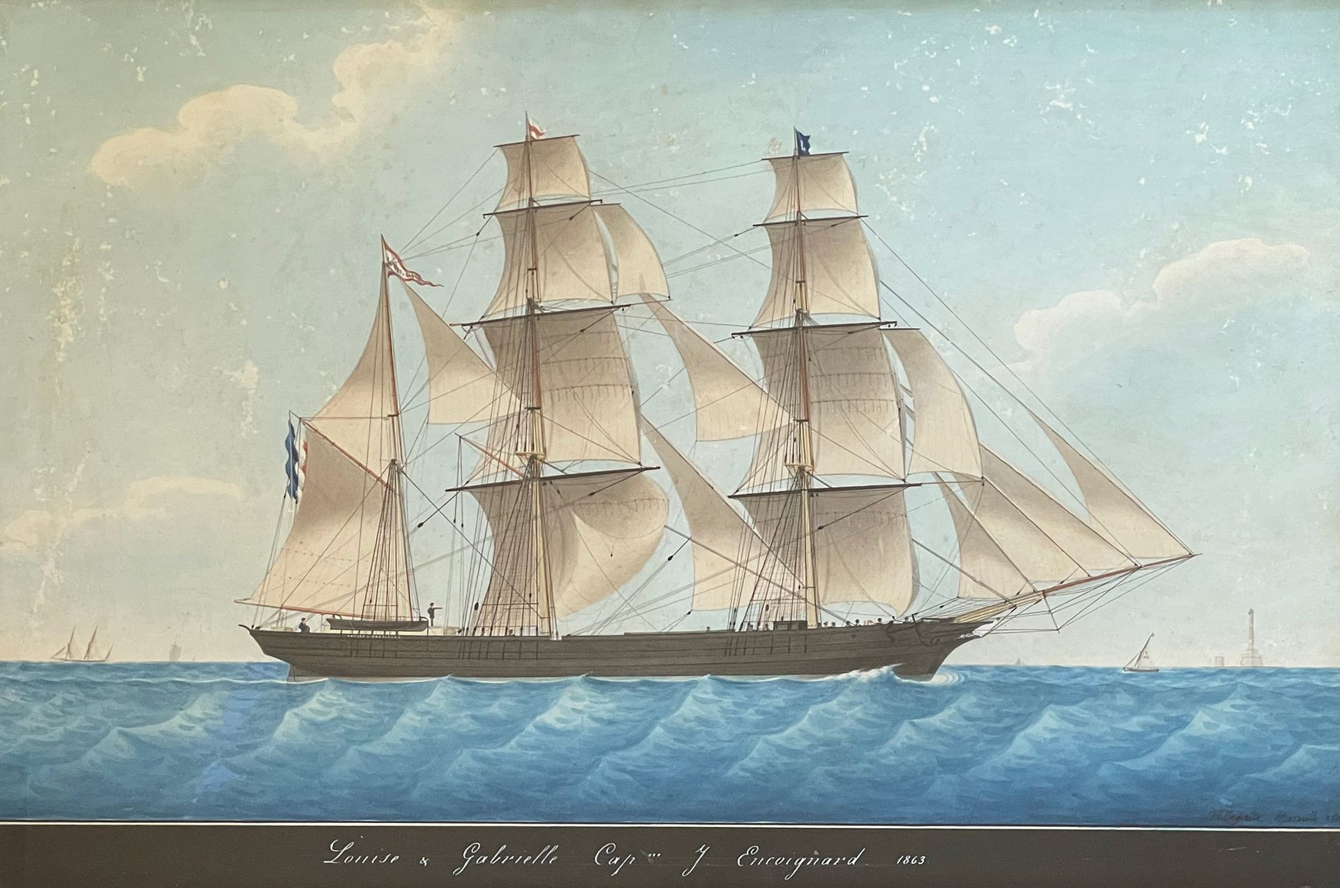 Joseph Honoré Maxime PELLEGRIN (1793-1869) 
Le trois-mâts barque Louise & Gabrie&hellip;