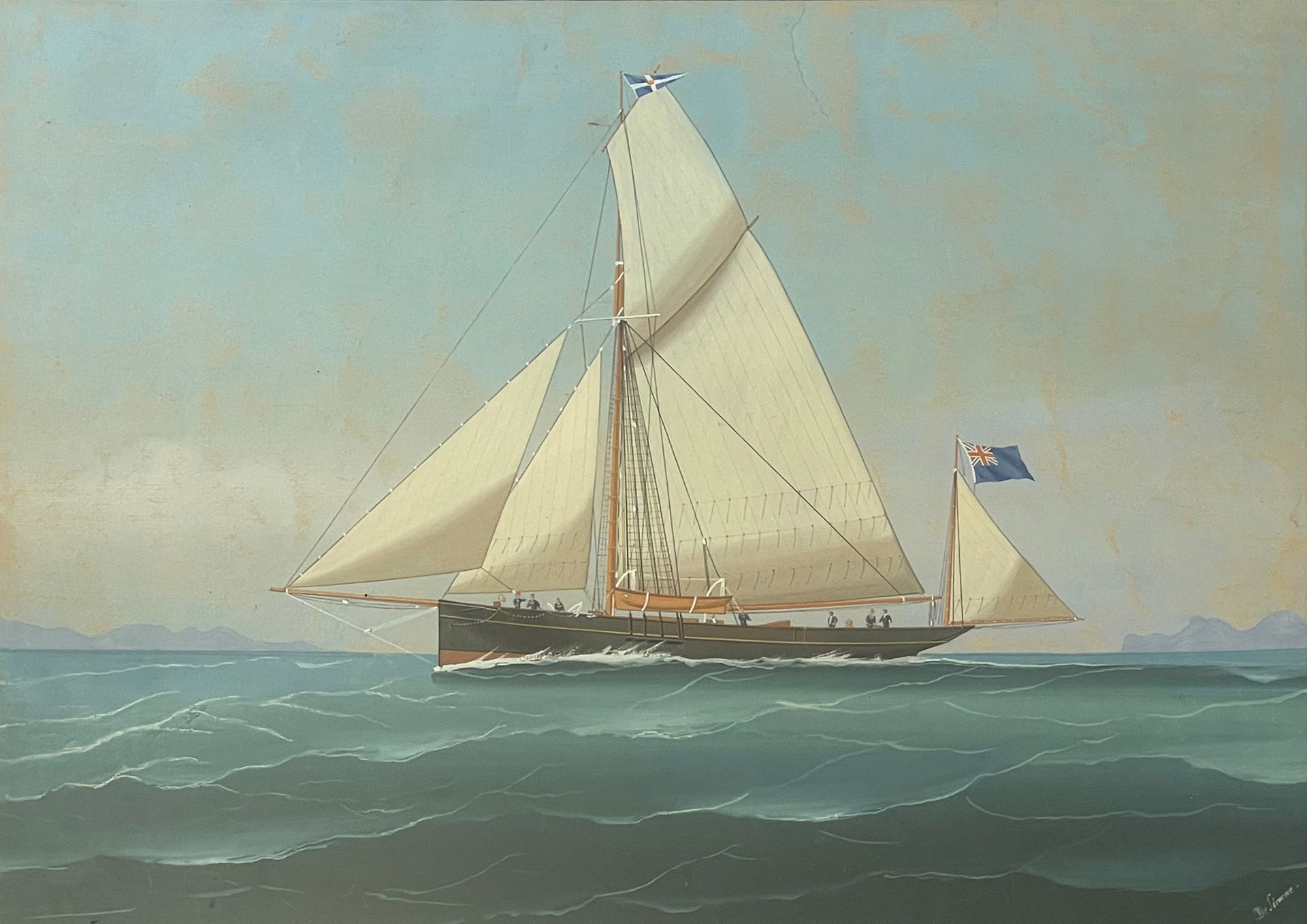 DE SIMONE (XIXe-XXe) 
Royal yacht of prince Albert, Italy (Naples)
Watercolour g&hellip;