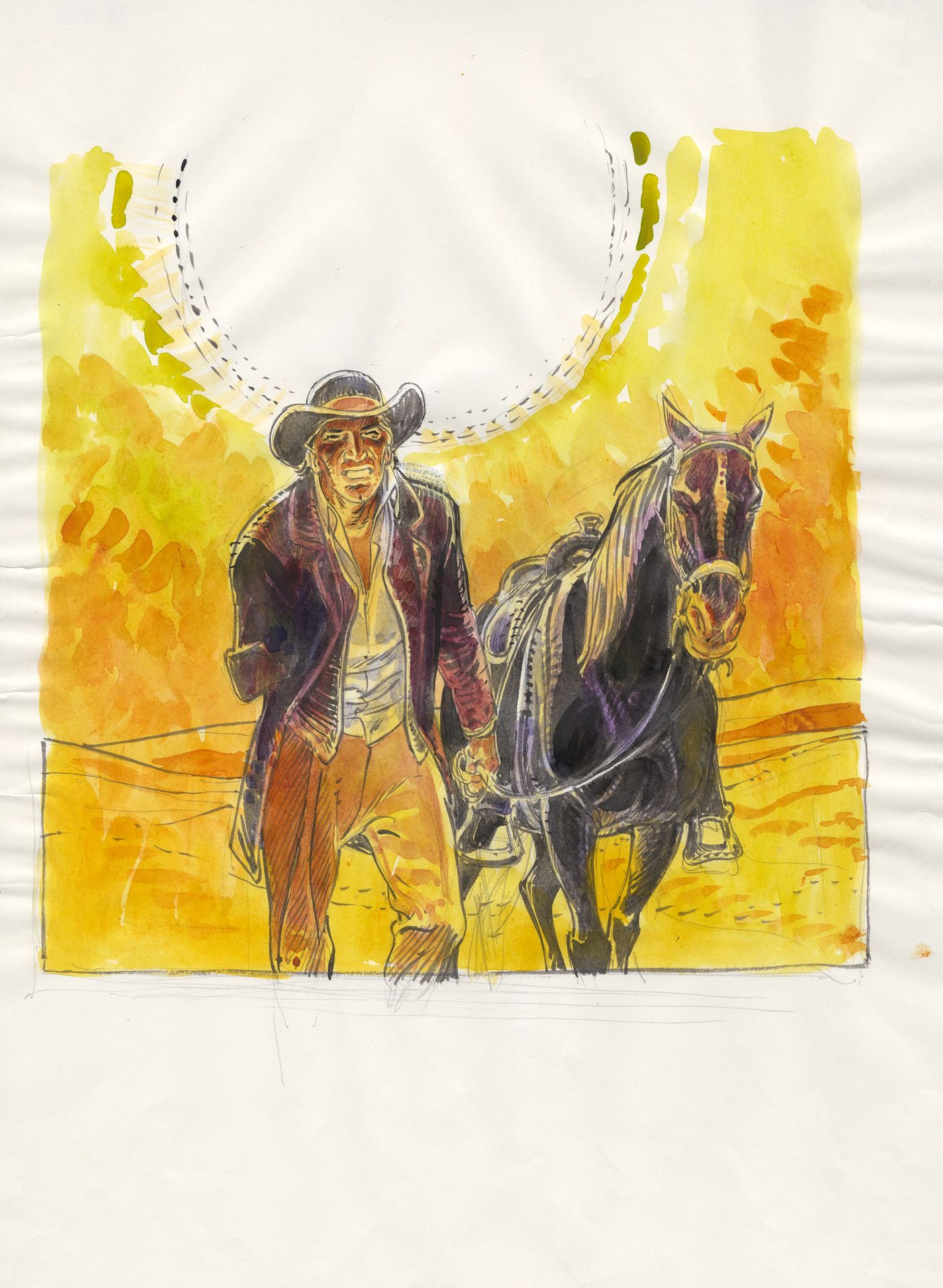 François Boucq (né en 1955) 保镖
纸上彩色水墨画，用于在艺术家的Facebook页面上发表的画作。
右下角有签名，25.5x24.5&hellip;