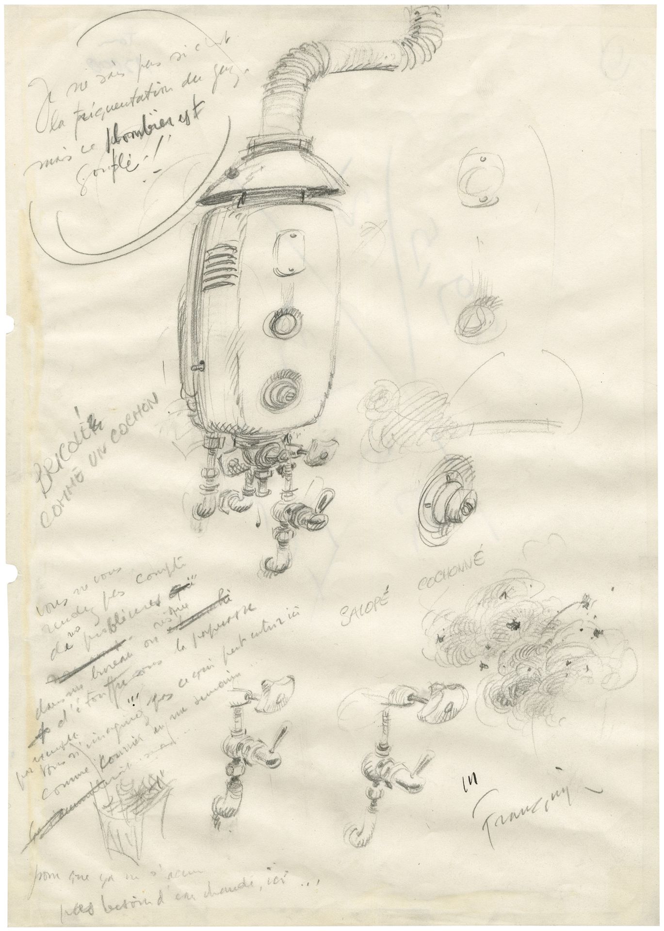 ANDRE FRANQUIN (1924-1997) Graphit auf Papier für drei Studien.
21,5x18,7 cm, 29&hellip;