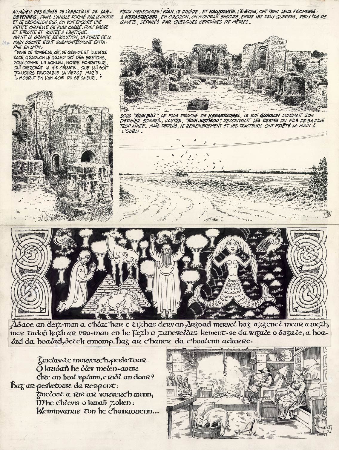 Claude AUCLAIR (1943-1990) Bran Ruz
印度墨水在纸上为画册的第153版。
53,5x39,2厘米。
Casterman, 19&hellip;