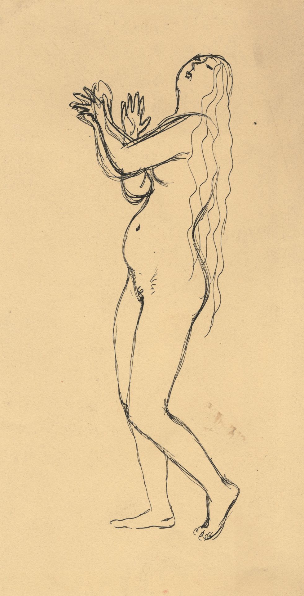 Paul Cuvelier (1923-1978) Ohne Titel
Tusche auf Papier.
19x6,5 cm.
