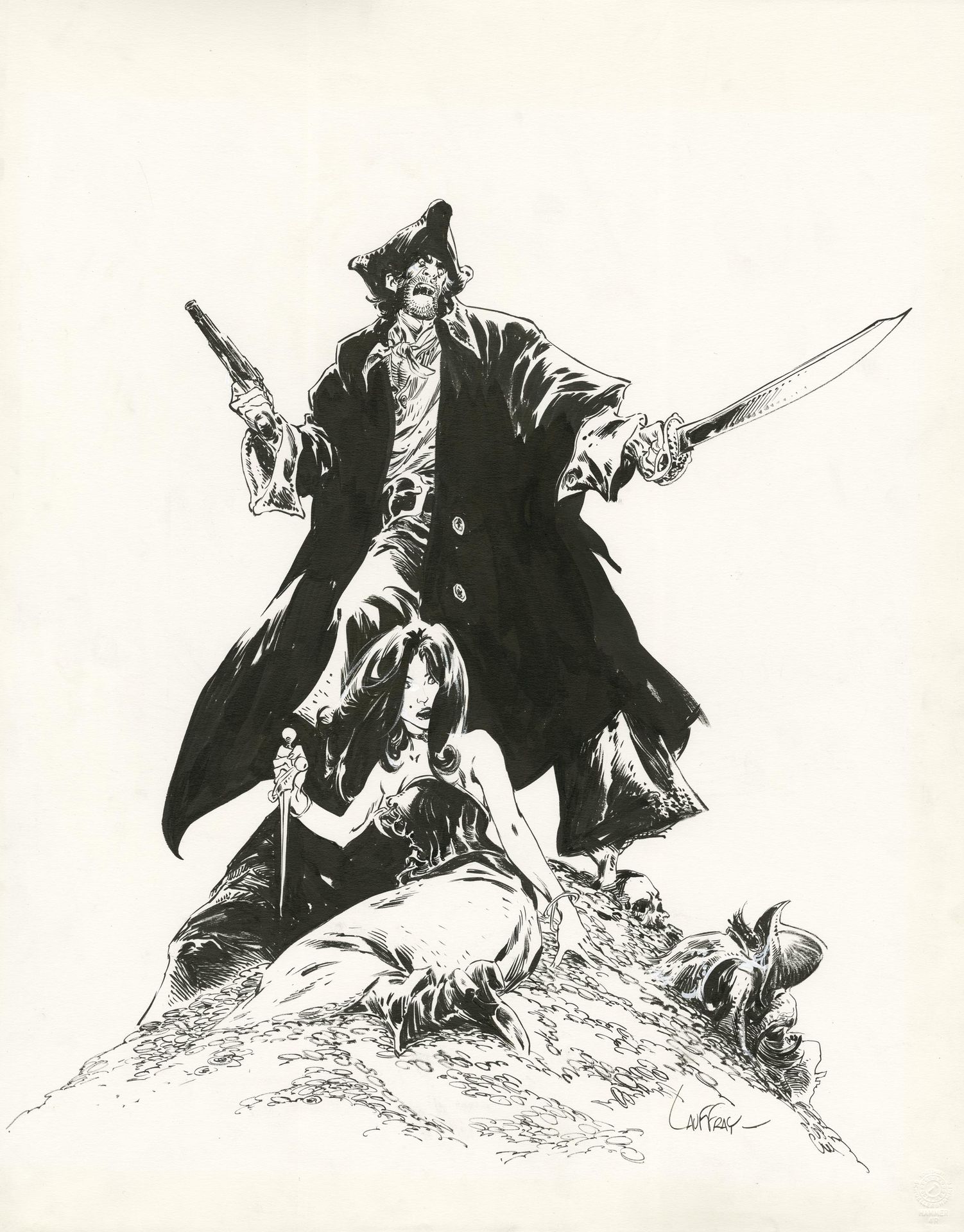 Mathieu LAUFFRAY (né en 1970) Long John Silver
India ink on paper for this drawi&hellip;