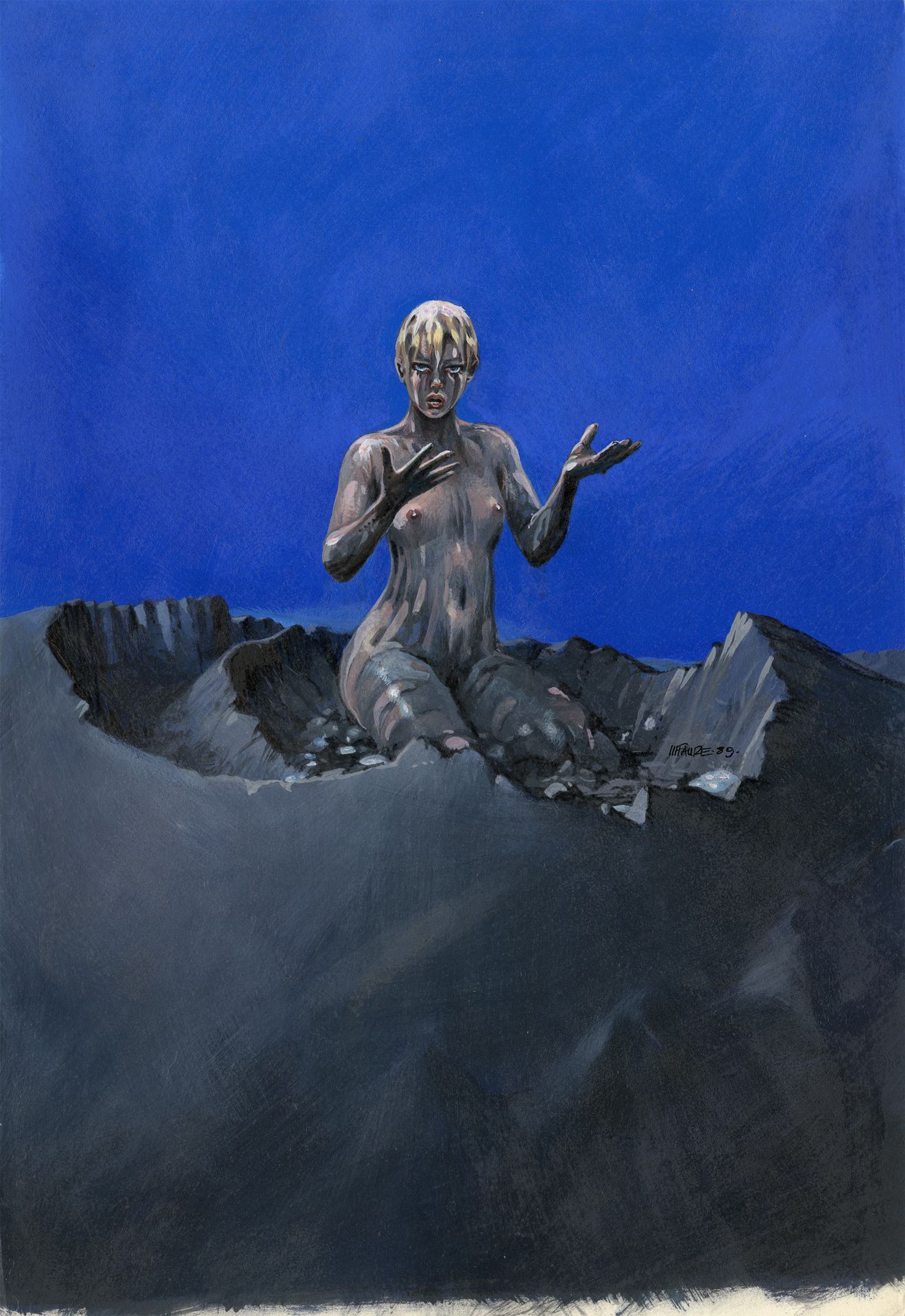Michel Faure (né en 1947) Angel - The belly of ogress
纸上水粉画。
47,2x32,4 cm。