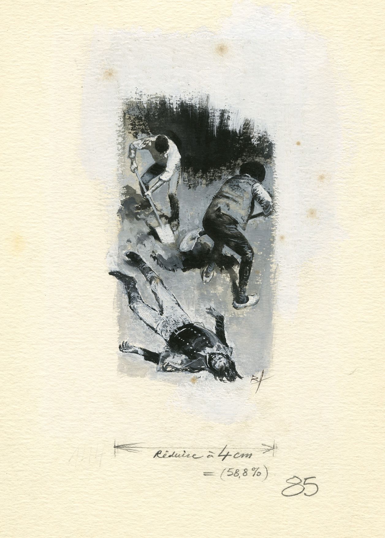 René FOLLET (1931-2020) 无题
一组三幅画的纸上混合媒体。
右下角签名，12x7厘米，15.7x7.5厘米和7.5x6.4厘米。