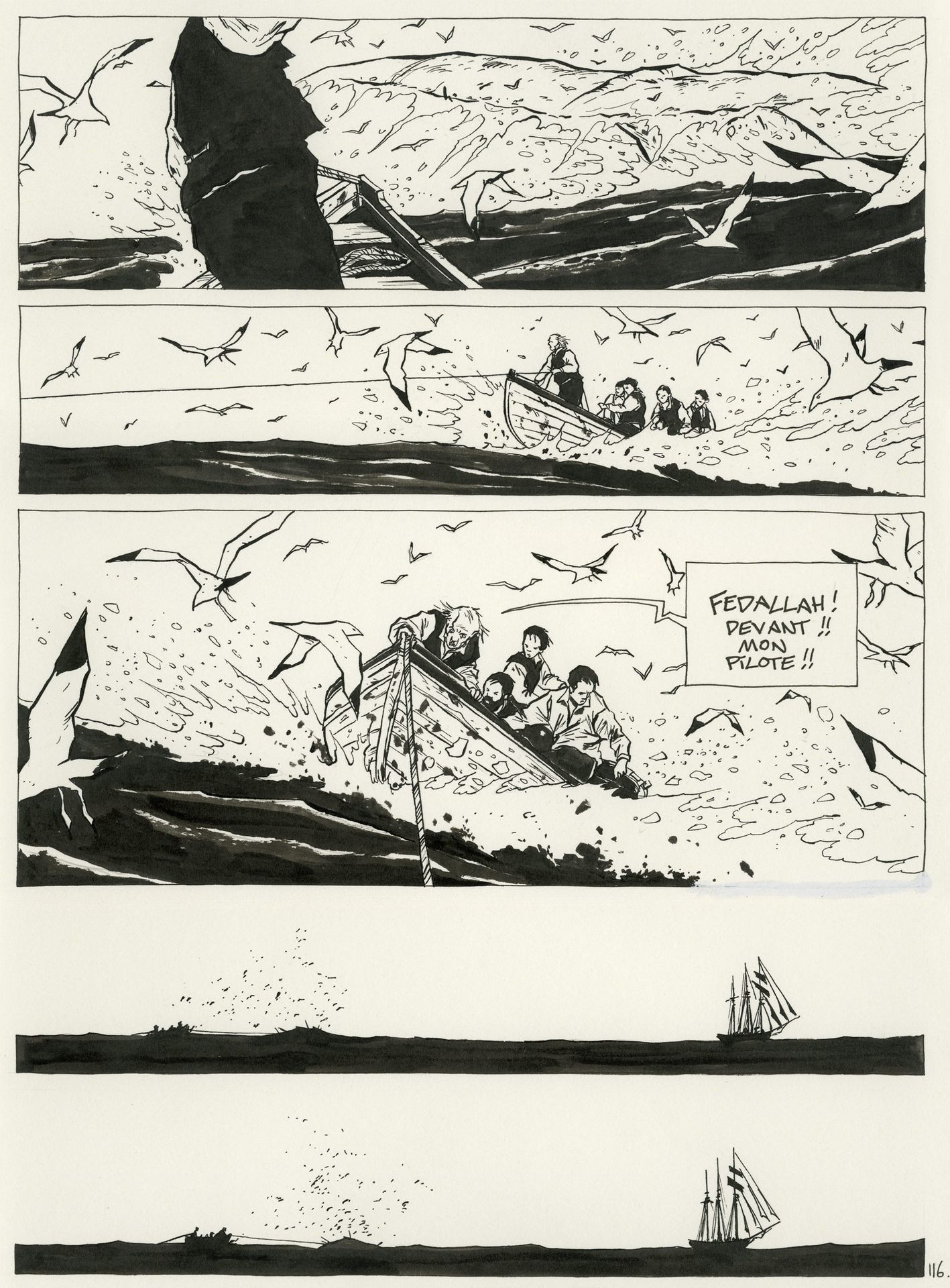Christophe Chabouté (né en 1967) Moby Dick - Buch zwei
Tusche auf Papier für Taf&hellip;