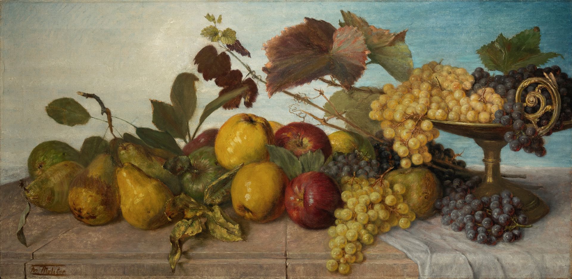 Franz MOLITOR (1857-1929) 


水果静物



布面油画，左下角有签名 



46,5 x 94,5 cm