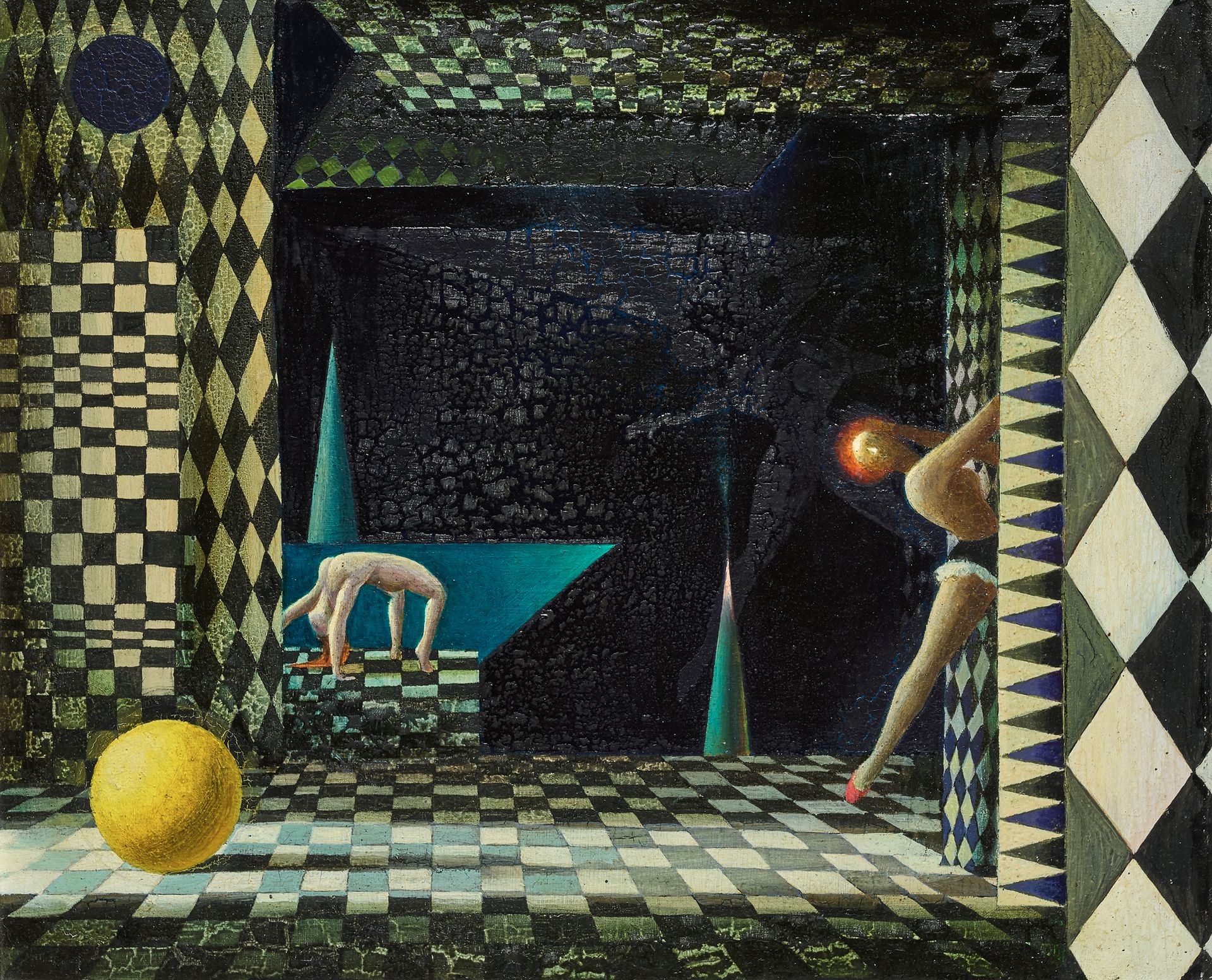 ECOLE XXème siècle 


超现实主义的构成，舞者和柠檬



板上油彩

无符号



36 x 44 厘米