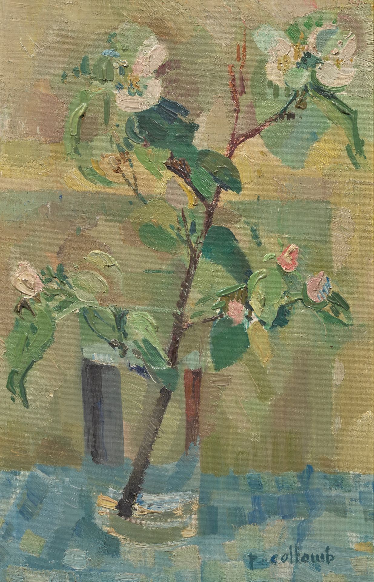 Paul COLLOMB (1821-2010) 
盛开的花瓶
布面油画，右下方签名，背面会签
41 x 27 cm