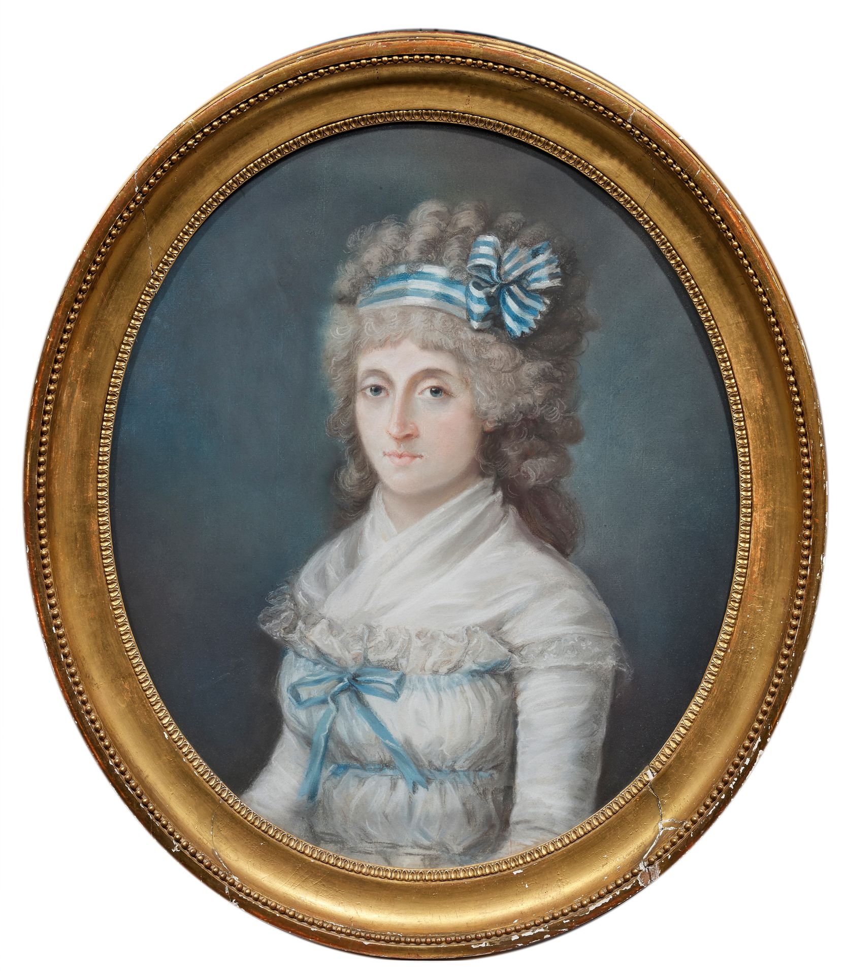 Ecole FRANÇAISE, vers 1780 


巴拉尼小姐的画像，让-弗朗索瓦-皮洛特的妻子，亨利-卡蒂永的祖母



椭圆形粉彩画，背面有旧标签 &hellip;