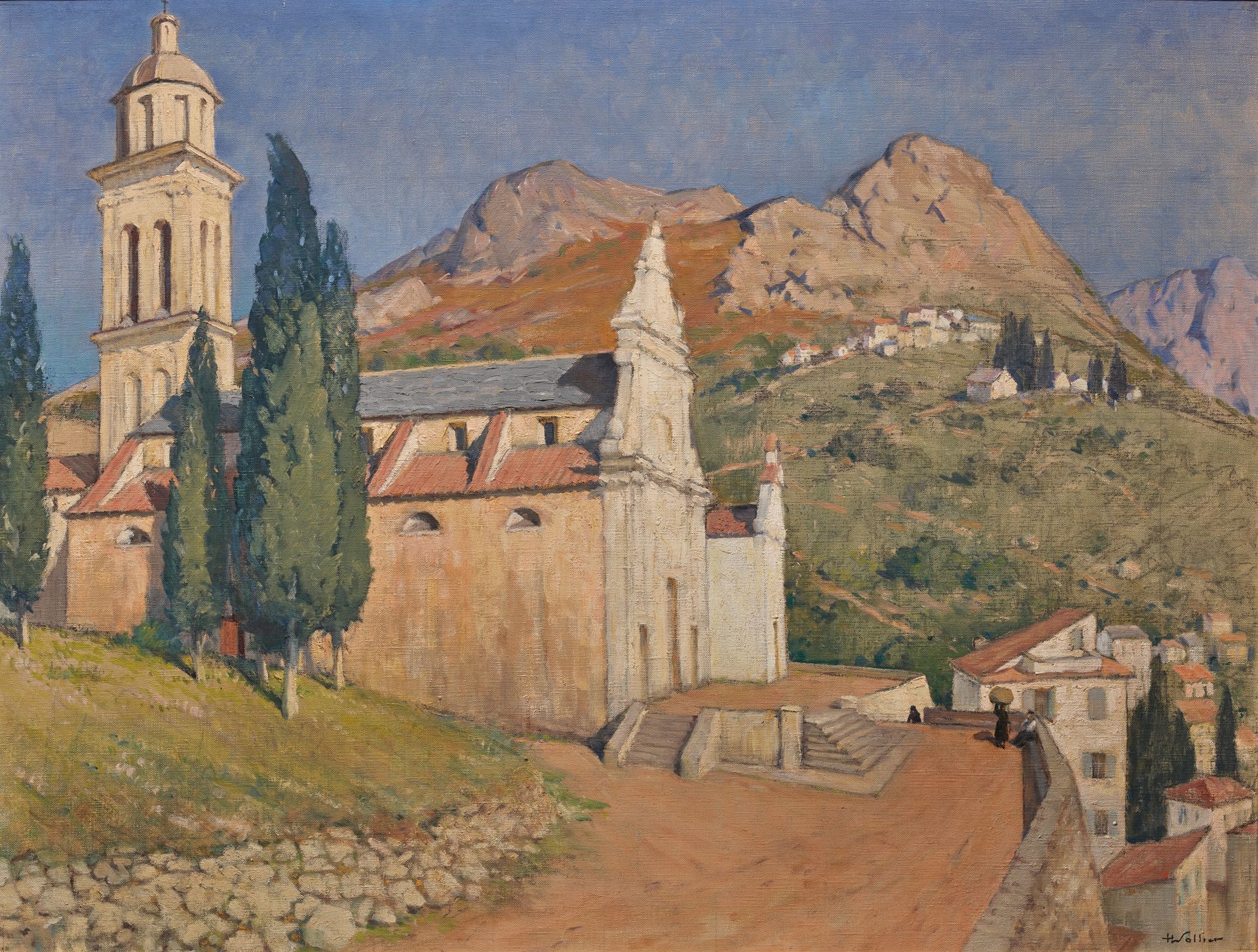 Henri Alexandre SOLLIER (1886-1966) 
Eglise de Gertene, Corse
Huile sur toile, s&hellip;