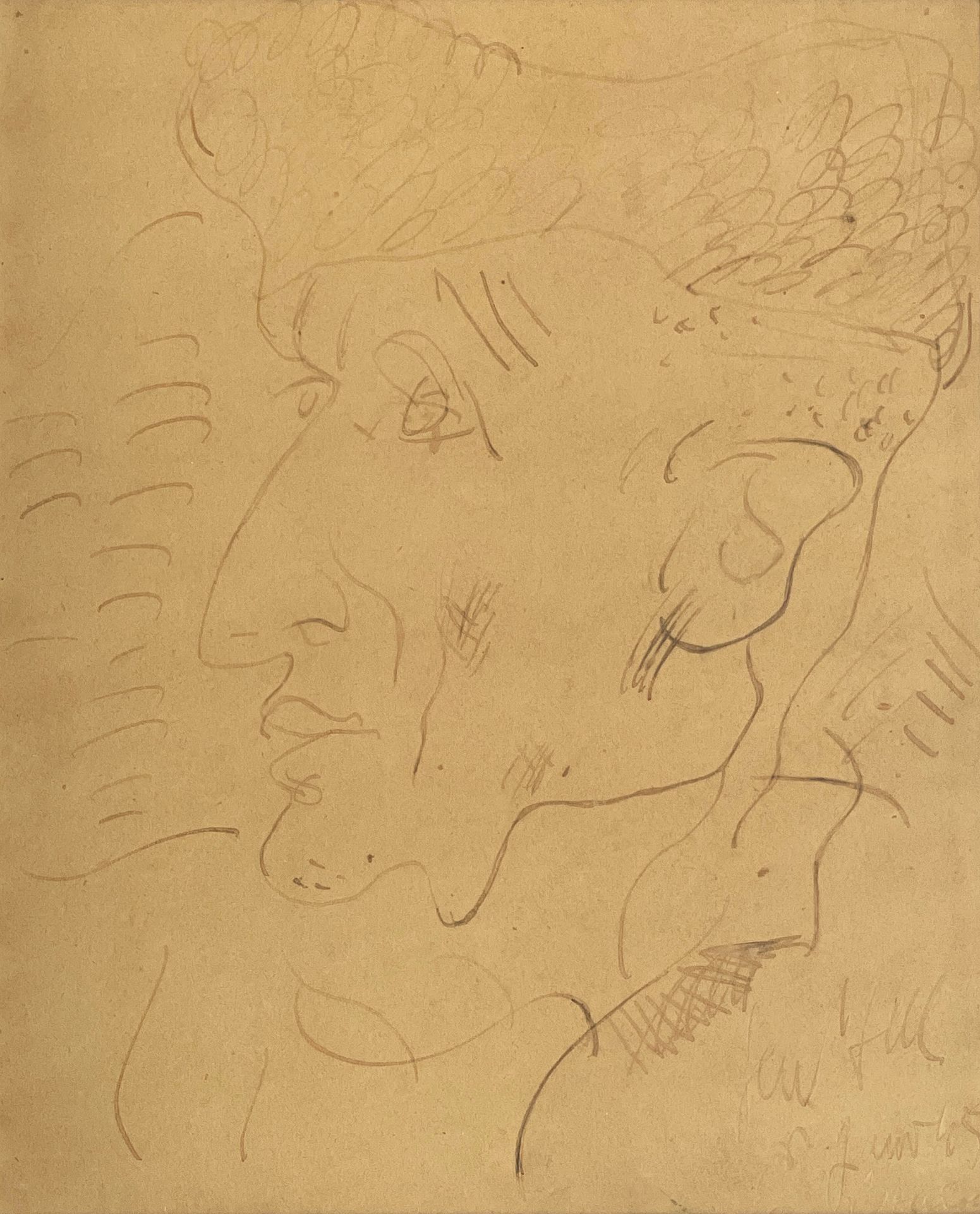 Eugène Paul dit Gen Paul (1895-1975) 


一个老人的画像



纸上水墨，右下方有签名和日期45年1月。



26 x &hellip;