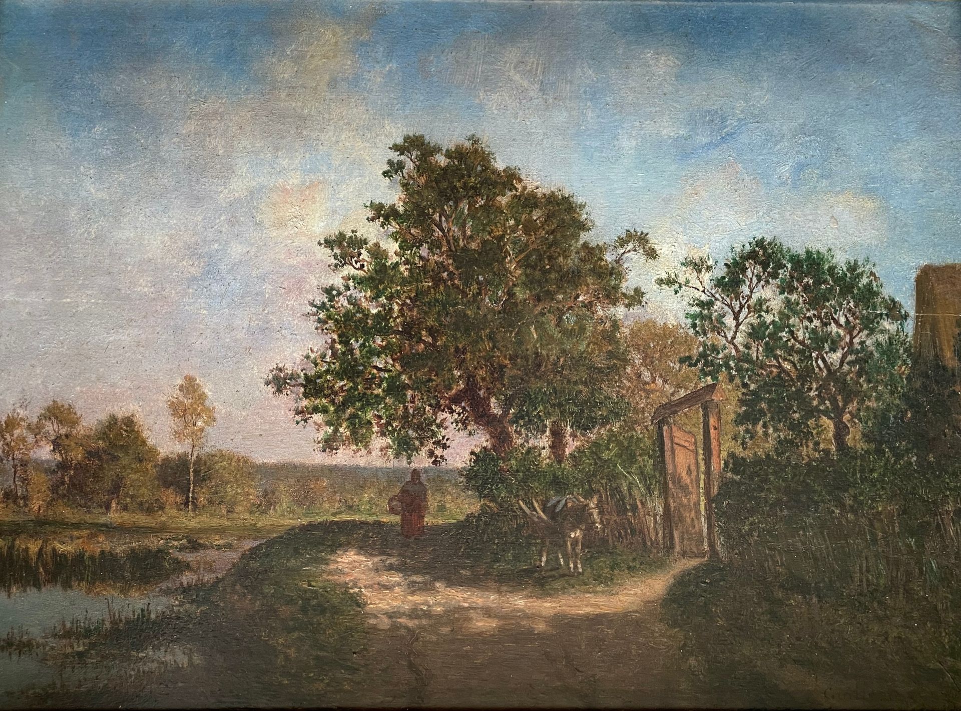 Ernest GUILLEMER (1839-1913) 
农妇的回归
油画，右下方签名
24 x 32.5 cm