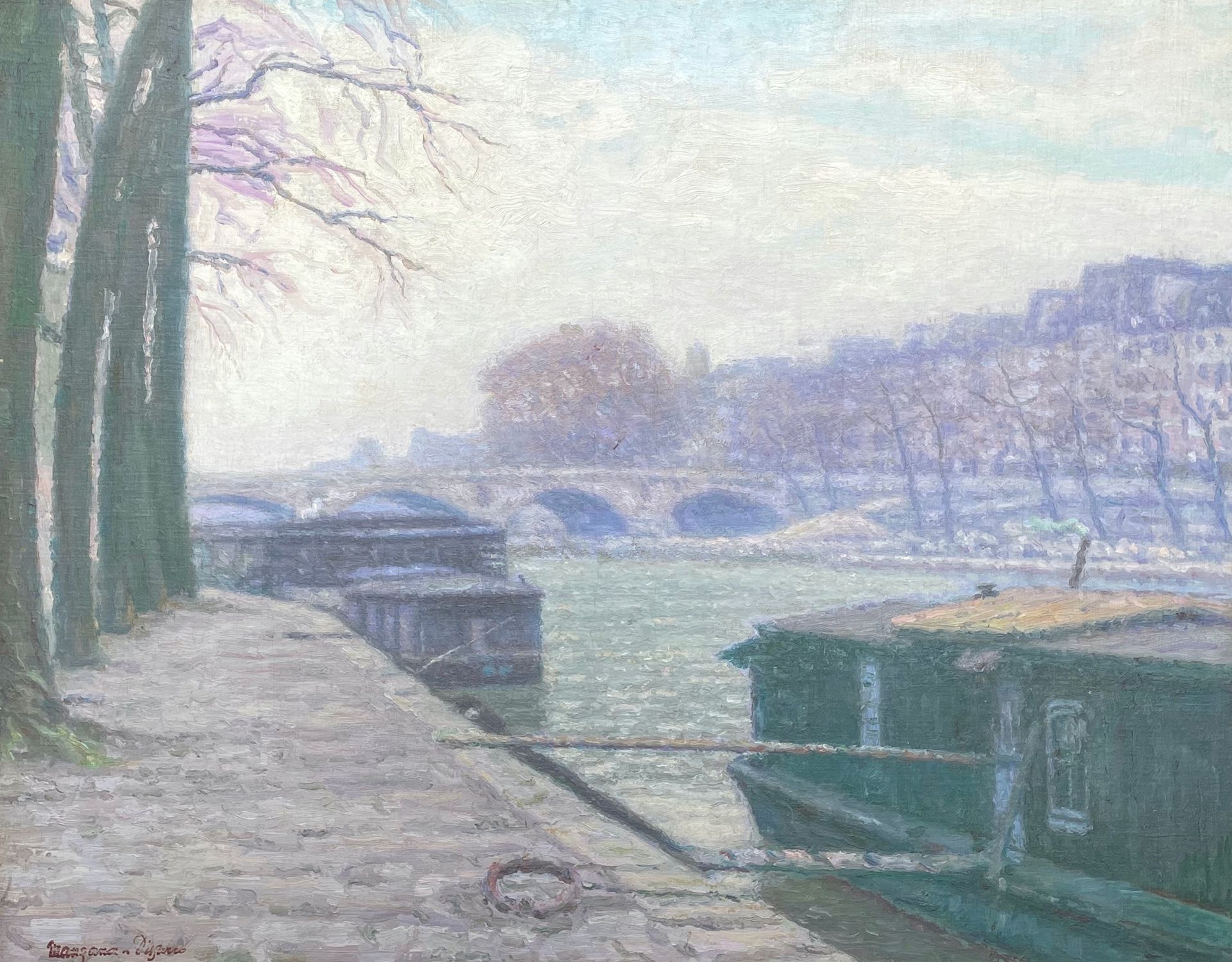 Georges MANZANA-PISSARRO (1871-1961) 
Quai de Seine
布面油画，左下角签名（褪色）
60 x 73 cm