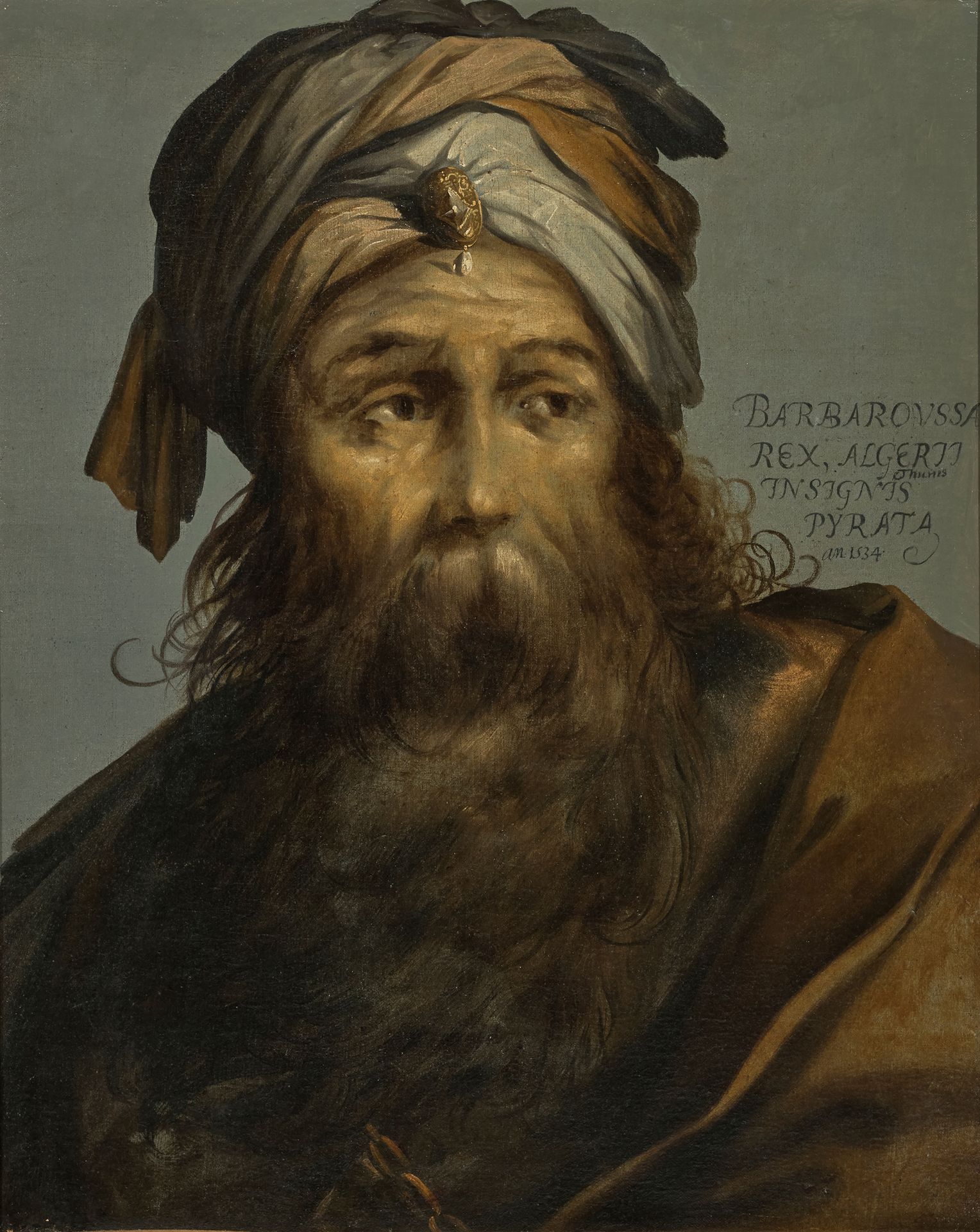 Claude VIGNON (1593-1670) attribué à 


巴巴鲁萨的肖像



布面油画，有 "BARBAROUSSA "字样。REX, &hellip;