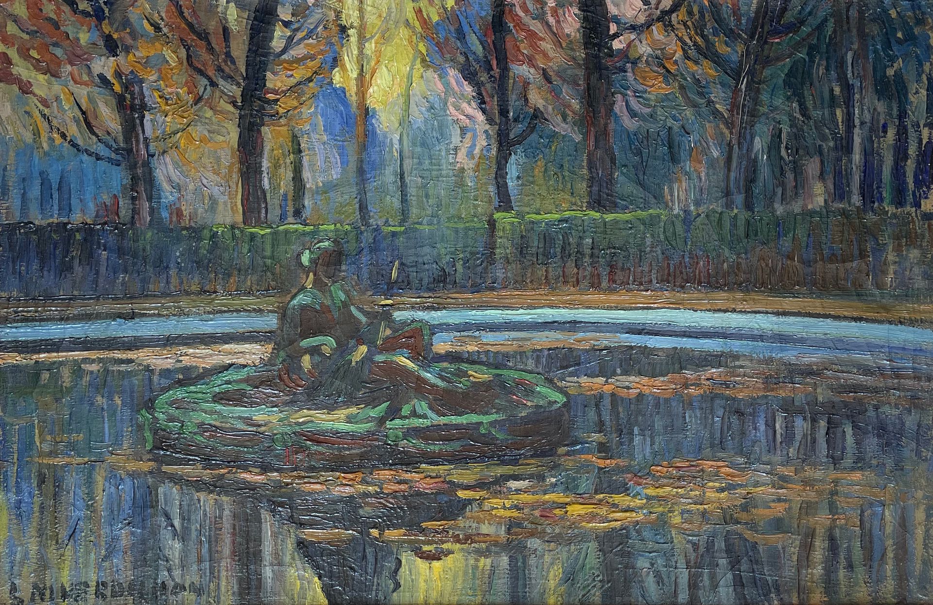 Louis Mathieu VERDILHAN (1875-1928) 
Parque de Luxemburgo en París
Óleo sobre li&hellip;