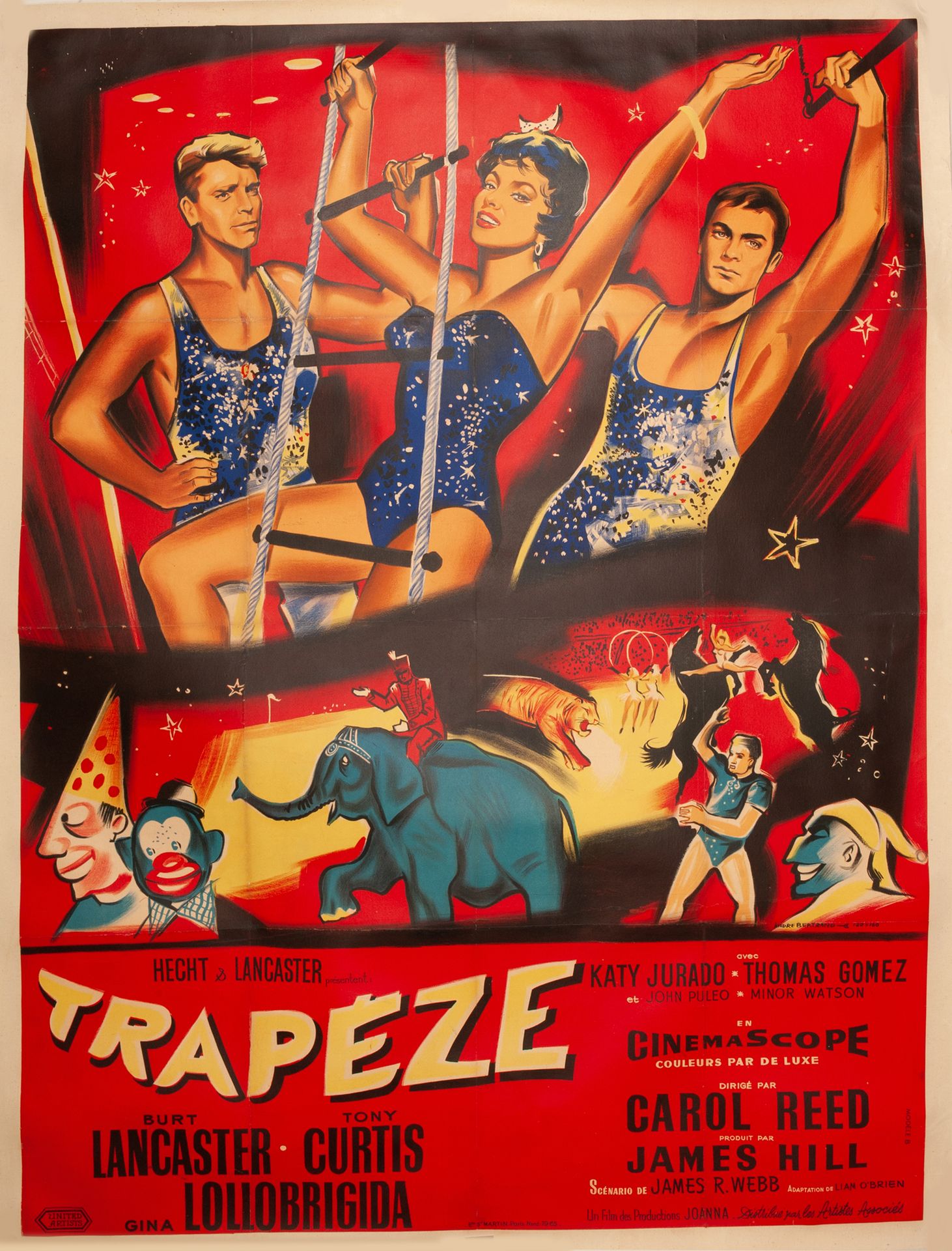 Null TRAPEZE Carol Reed. 1956.
120 x 160 cm x2. French posters. Bertrand. Imp. B&hellip;