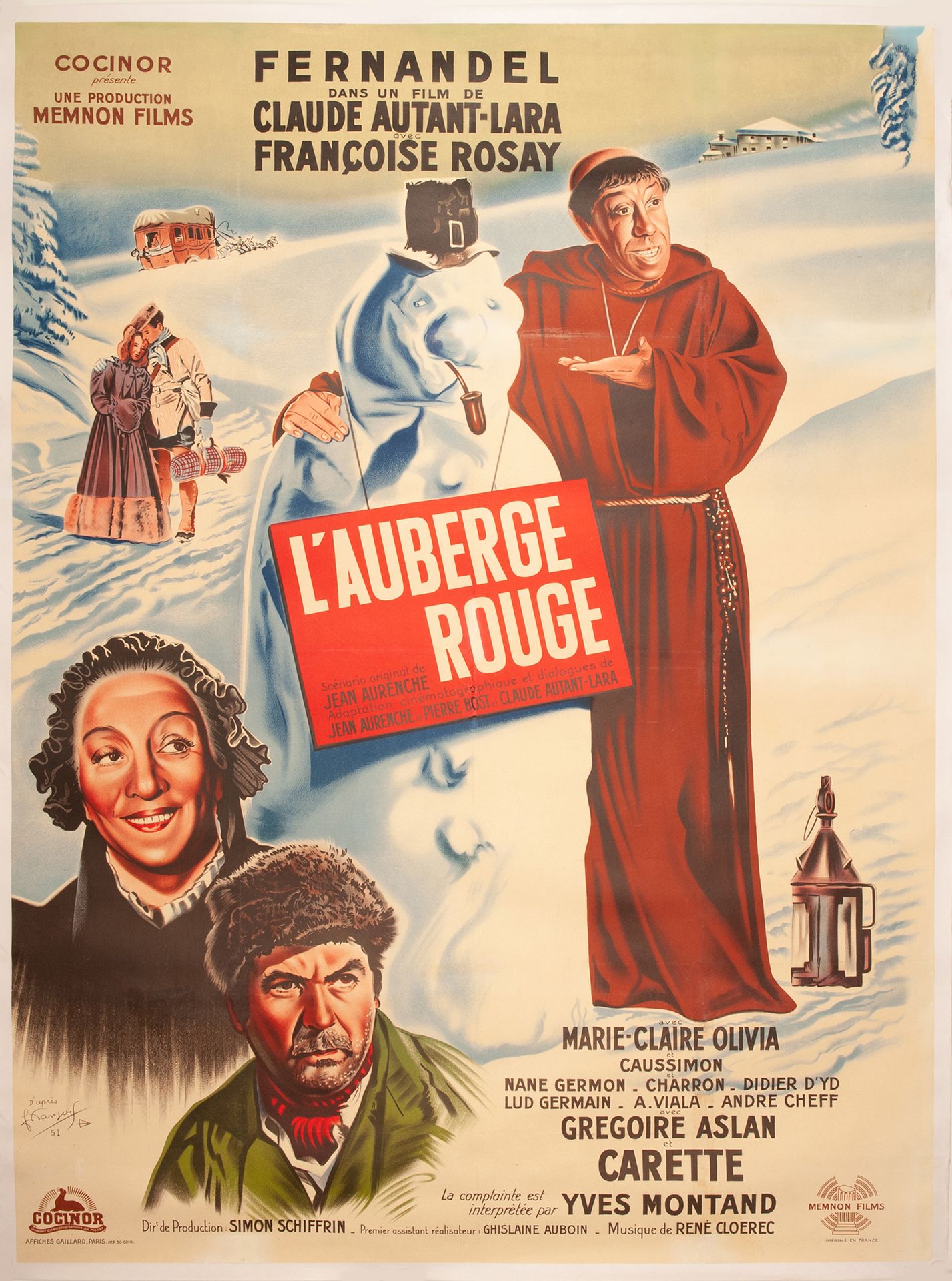 Null L'AUBERGE ROUGE Claude Autant-Lara. 1951.
120 x 160 cm. Affiche française. &hellip;