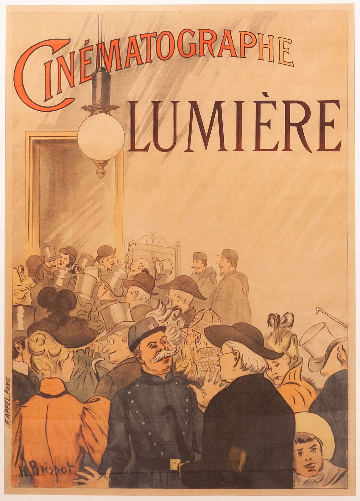 Null CINEMATOGRAFO LUMIERE 1895.
101 x 73 cm. Manifesto francese. Henri Brispot.&hellip;