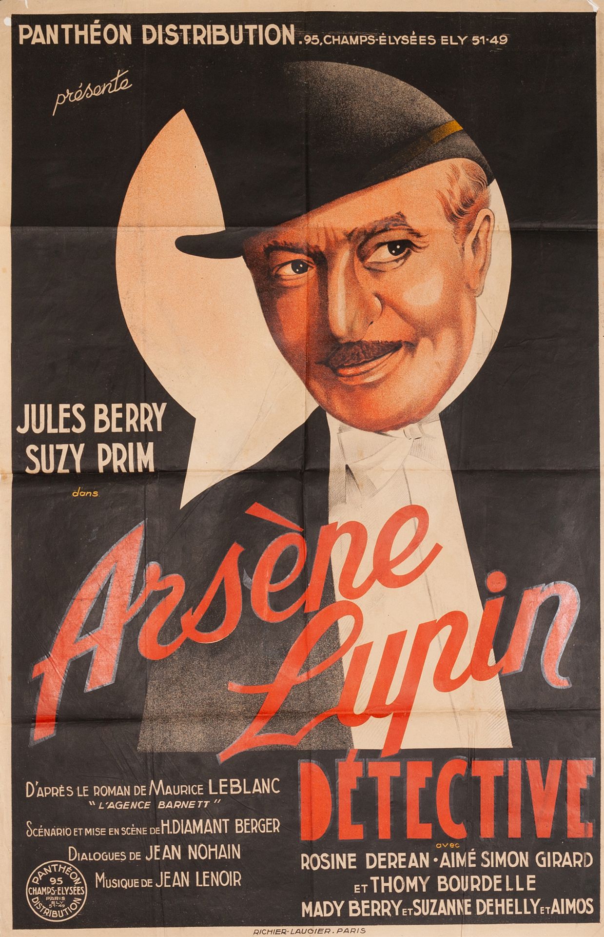 Null ARSÈNE LUPIN，侦探Henri Diamant-Berger。1937年。
80 x 120厘米。法国海报。无符号。里奇尔-劳吉尔的小女儿。&hellip;