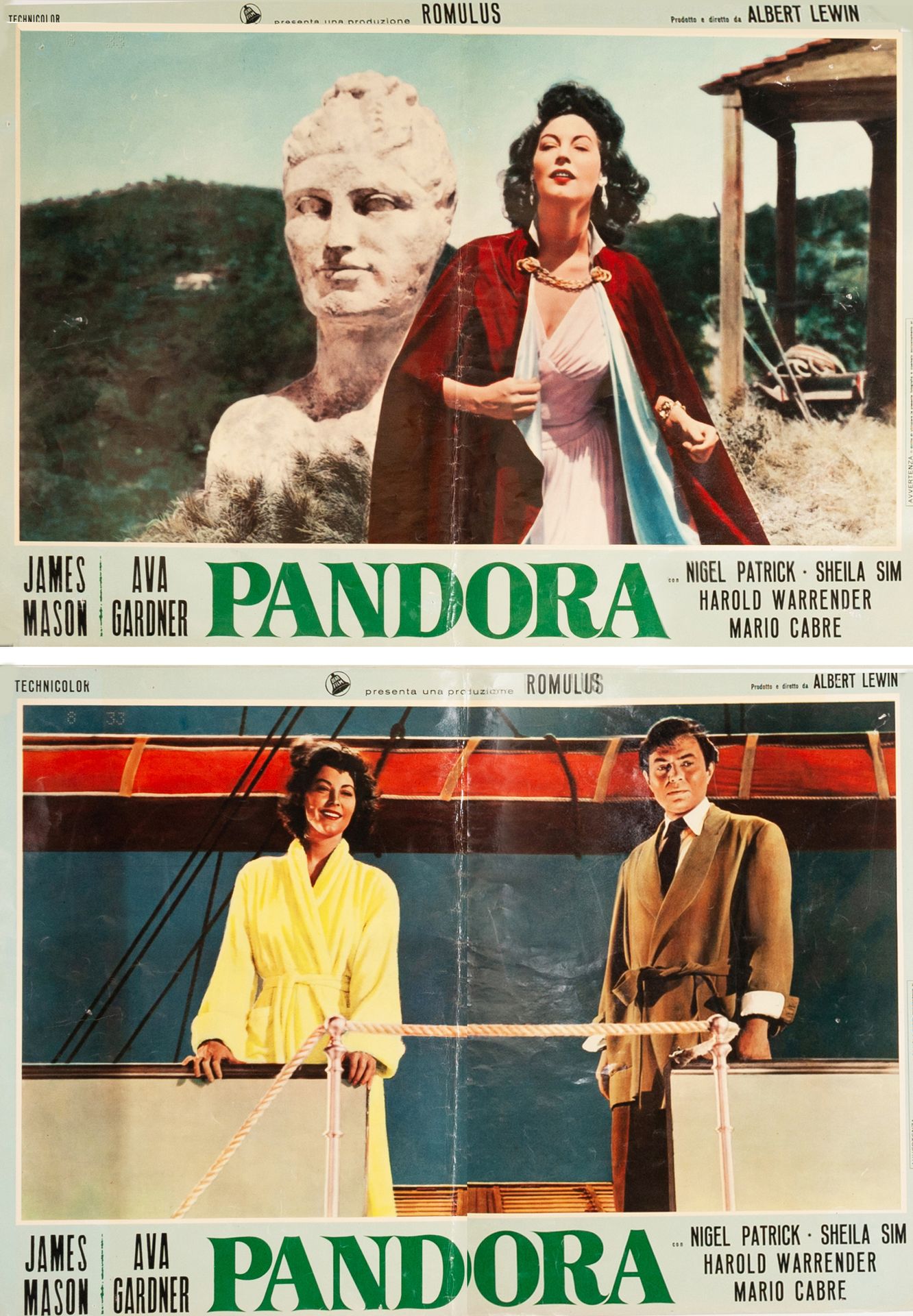Null PANDORA Albert Lewin. 1951.
48 x 68 cm. Set di 9 fotobuste a colori (ristam&hellip;