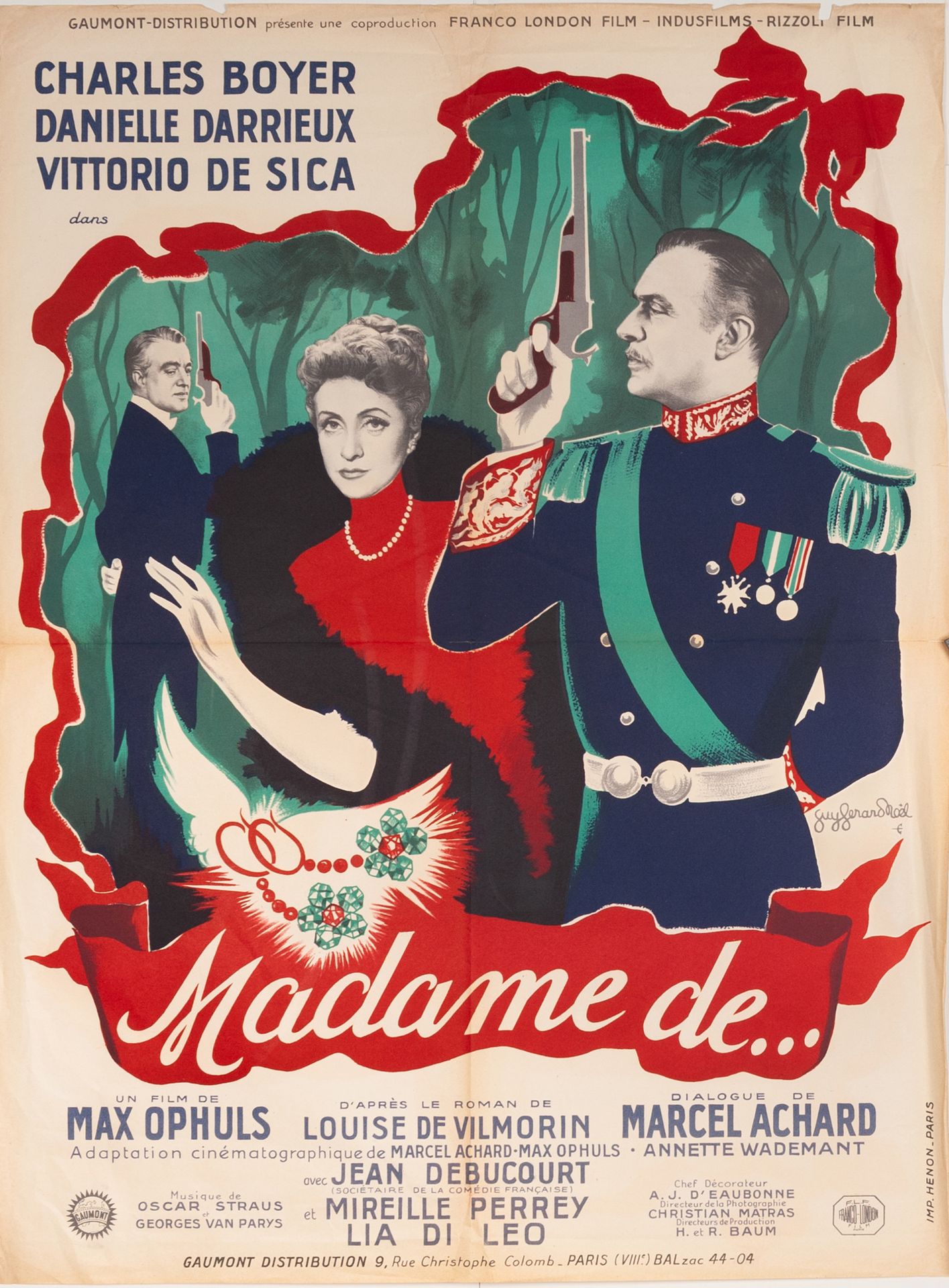 Null 夫人德...
Max Ophüls.1953年。
60 x 80厘米。法国海报。盖-热拉尔-诺埃尔英普尔-赫农。巴黎
折叠的。条件B