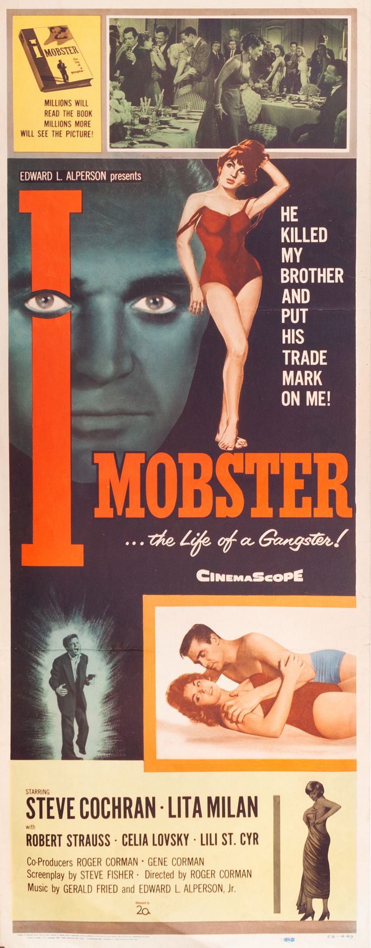 Null I MOBSTER Roger Corman. 1959.
35 x 90 cm.美国海报（插入）。无符号。没有印刷。
条件A-